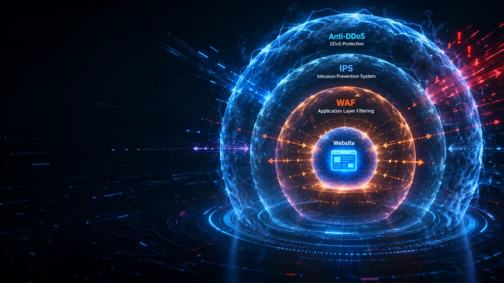 Perbedaan Mendasar WAF, Anti-DDoS, dan IPS untuk Keamanan Website